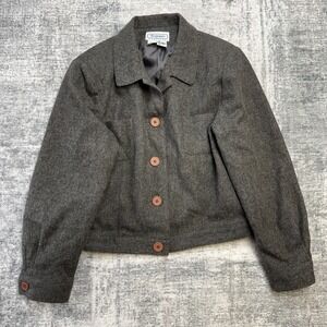 VTG Bridgewater Classics Jacket Womens 12 Gray Wool Cropped Academia Heritage